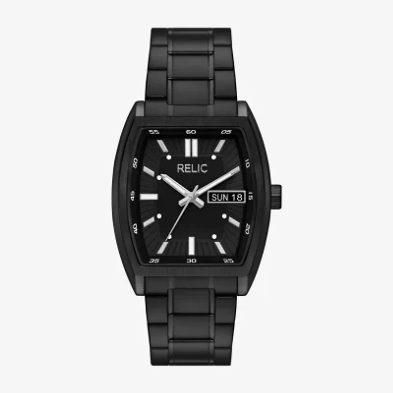Relic By Fossil Mens Black Stainless Steel Bracelet Watch Zr77345