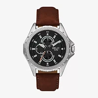 Relic By Fossil Mens Brown Leather Strap Watch Zr16053