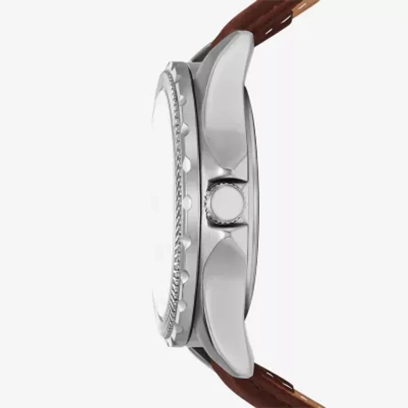 Relic By Fossil Mens Brown Leather Strap Watch Zr16053