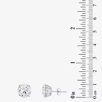 White Cubic Zirconia 14K Gold Round Stud Earrings