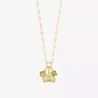Enchanted Disney Fine Jewelry Belle (I / I2) Womens Diamond Accent Genuine Yellow Citrine 14K Gold Over Silver 18 Inch Pendant Necklace