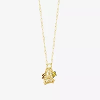 Enchanted Disney Fine Jewelry Belle (I / I2) Womens Diamond Accent Genuine Yellow Citrine 14K Gold Over Silver 18 Inch Pendant Necklace