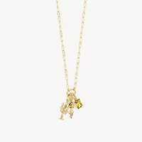 Enchanted Disney Fine Jewelry Belle (I / I2) Womens Diamond Accent Genuine Yellow Citrine 14K Gold Over Silver 18 Inch Pendant Necklace