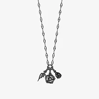 Enchanted Disney Fine Jewelry Maleficent (I / I2) Womens 1/10 CT. T.W. Genuine Black Onyx Sterling Silver 18 Inch Pendant Necklace