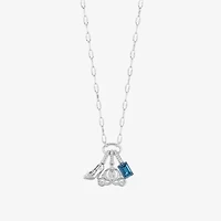 Enchanted Disney Fine Jewelry Cinderella (I / I2) Womens Diamond Accent Genuine Blue Topaz Sterling Silver 18 Inch Pendant Necklace