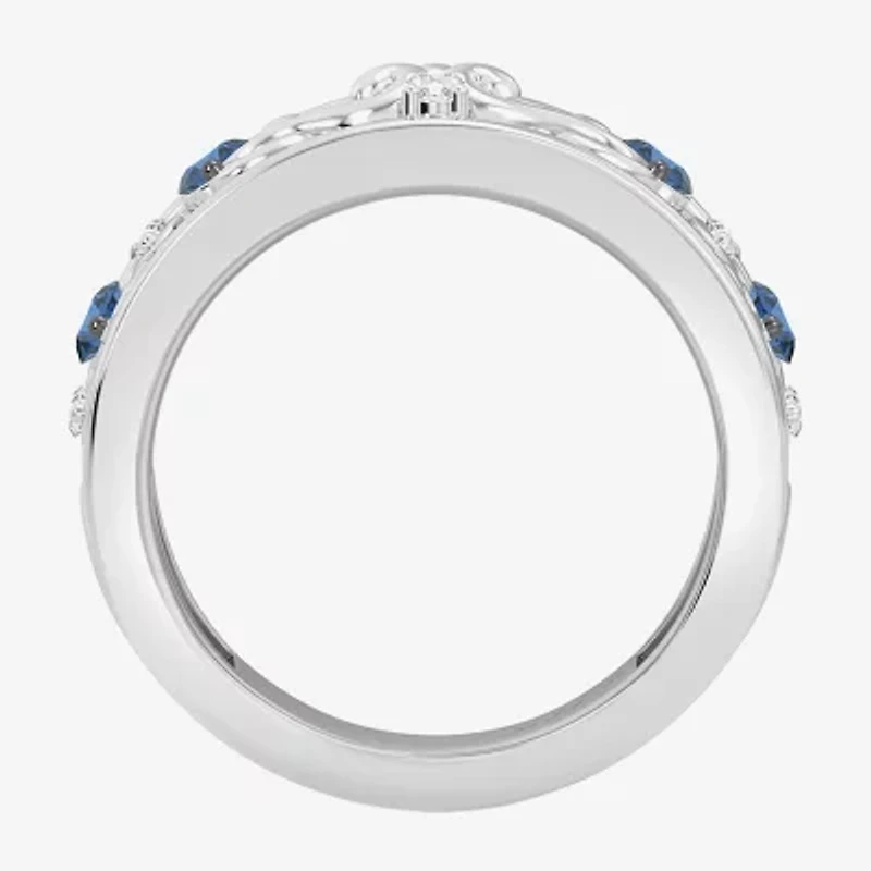 Enchanted Disney Fine Jewelry Cinderella (I / I2) Womens 1/10 CT. T.W. Genuine Blue Topaz Sterling Silver Princess Band