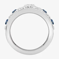 Enchanted Disney Fine Jewelry Cinderella (I / I2) Womens 1/10 CT. T.W. Genuine Blue Topaz Sterling Silver Princess Band