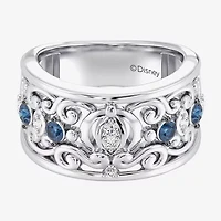 Enchanted Disney Fine Jewelry Cinderella (I / I2) Womens 1/10 CT. T.W. Genuine Blue Topaz Sterling Silver Princess Band