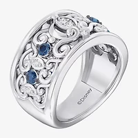 Enchanted Disney Fine Jewelry Cinderella (I / I2) Womens 1/10 CT. T.W. Genuine Blue Topaz Sterling Silver Princess Band