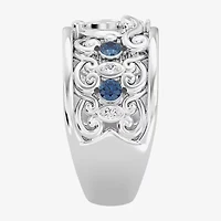 Enchanted Disney Fine Jewelry Cinderella (I / I2) Womens 1/10 CT. T.W. Genuine Blue Topaz Sterling Silver Princess Band
