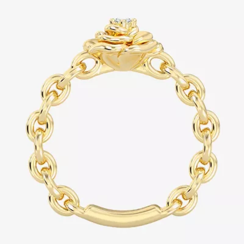 Enchanted Disney Fine Jewelry Belle (I / I2) Womens Diamond Accent Lab Grown White 14K Gold Over Silver Princess Cocktail Ring
