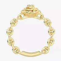 Enchanted Disney Fine Jewelry Belle (I / I2) Womens Diamond Accent Lab Grown White 14K Gold Over Silver Princess Cocktail Ring
