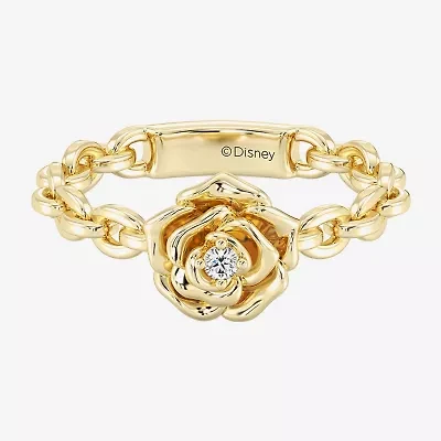 Enchanted Disney Fine Jewelry Belle (I / I2) Womens Diamond Accent Lab Grown White 14K Gold Over Silver Princess Cocktail Ring