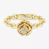 Enchanted Disney Fine Jewelry Belle (I / I2) Womens Diamond Accent Lab Grown White 14K Gold Over Silver Princess Cocktail Ring