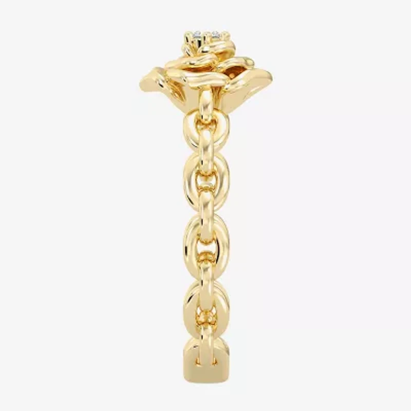 Enchanted Disney Fine Jewelry Belle (I / I2) Womens Diamond Accent Lab Grown White 14K Gold Over Silver Princess Cocktail Ring