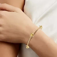 Enchanted Disney Fine Jewelry Belle Womens 14K Gold Over Silver 7 Inch Herringbone Beauty and the Beast Belle Princess Chain Bracelet