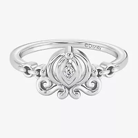 Enchanted Disney Fine Jewelry Cinderella (I / I2) Womens Diamond Accent Lab Grown White Sterling Silver Princess Cocktail Ring