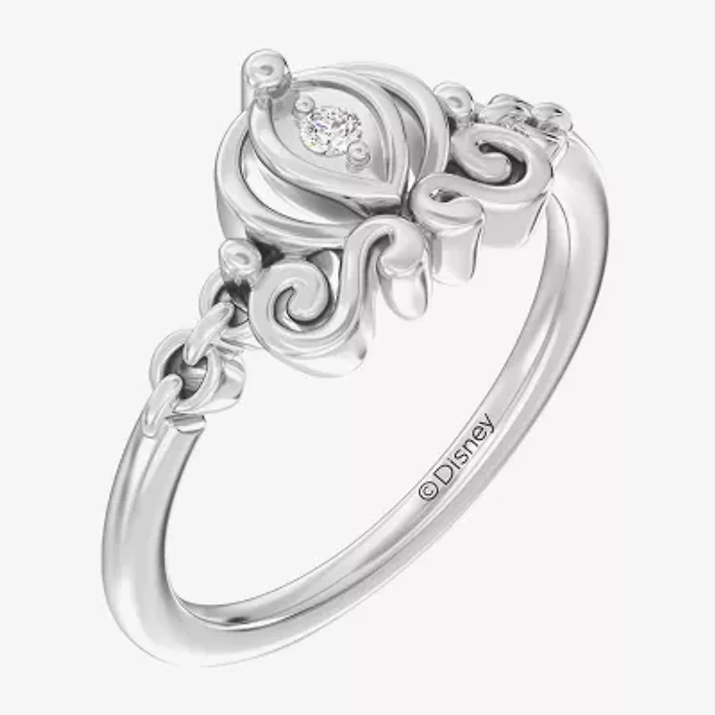 Enchanted Disney Fine Jewelry Cinderella (I / I2) Womens Diamond Accent Lab Grown White Sterling Silver Princess Cocktail Ring