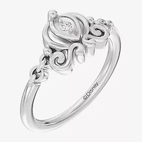 Enchanted Disney Fine Jewelry Cinderella (I / I2) Womens Diamond Accent Lab Grown White Sterling Silver Princess Cocktail Ring
