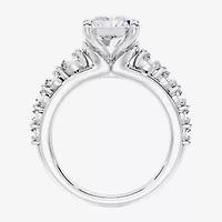 (F / Vs2) Womens 6 1/2 Ct. T.W. Lab Grown White Diamond 10K Gold Rectangular Side Stone Engagement Ring