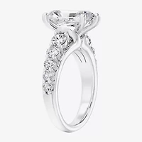 (F / Vs2) Womens 6 1/2 Ct. T.W. Lab Grown White Diamond 10K Gold Rectangular Side Stone Engagement Ring