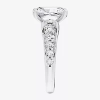 (F / Vs2) Womens 6 1/2 Ct. T.W. Lab Grown White Diamond 10K Gold Rectangular Side Stone Engagement Ring