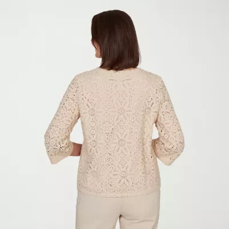 Alfred Dunner Camden Market Womens Crew Neck 3/4 Sleeve T-Shirt