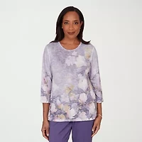 Alfred Dunner Grand Bazaar Womens Crew Neck 3/4 Sleeve T-Shirt