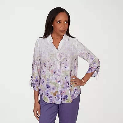 Alfred Dunner Grand Bazaar Womens 3/4 Sleeve Blouse