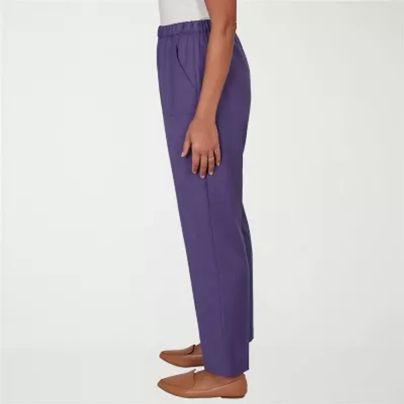 Alfred Dunner Grand Bazaar Womens Misses Short Straight Mid Rise Pull-On Pant