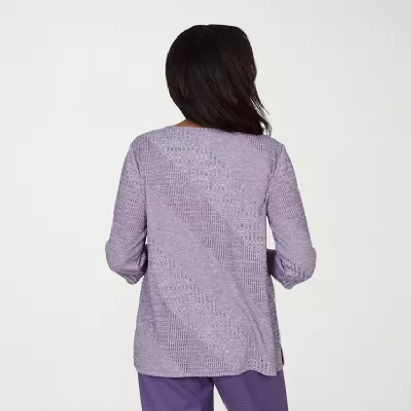 Alfred Dunner Grand Bazaar Womens Crew Neck 3/4 Sleeve T-Shirt