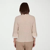 Alfred Dunner Grand Bazaar Womens Round Neck 3/4 Sleeve Layered Top