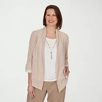 Alfred Dunner Grand Bazaar Womens Round Neck 3/4 Sleeve Layered Top