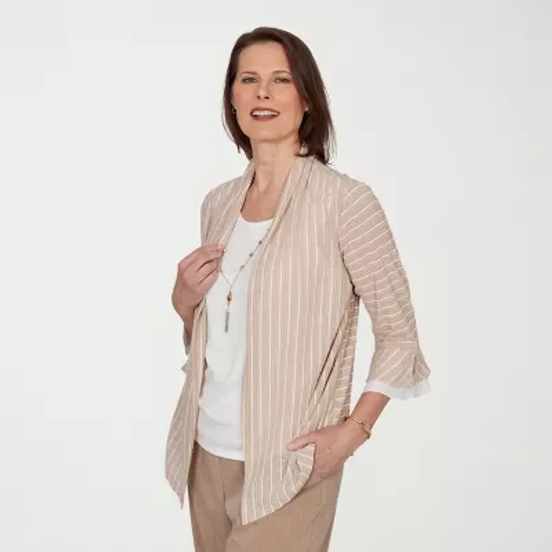 Alfred Dunner Grand Bazaar Womens Round Neck 3/4 Sleeve Layered Top
