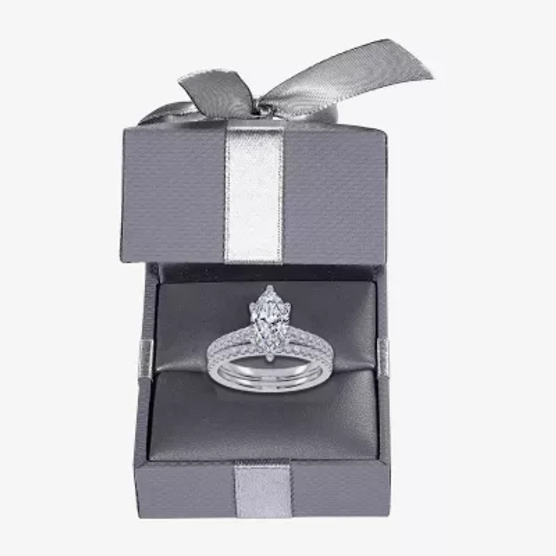 (G / Vs2-Si1) Womens 4 1/2 CT. T.W. Lab Grown White Diamond 10K Gold Marquise Side Stone Bridal Set
