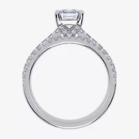 G / Vs2-Si1) Womens 3 1/2 CT. T.W Lab Grown White Diamond 10K Gold Side Stone Bridal Set