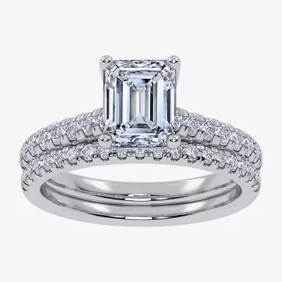 G / Vs2-Si1) Womens 3 1/2 CT. T.W Lab Grown White Diamond 10K Gold Side Stone Bridal Set
