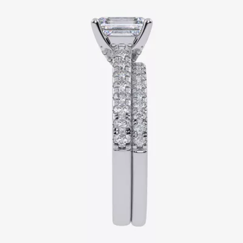 G / Vs2-Si1) Womens 3 1/2 CT. T.W Lab Grown White Diamond 10K Gold Side Stone Bridal Set