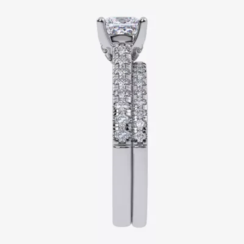 G/Vs2-Si1 Womens 2 1/2 CT. T.W. Lab Grown White Diamond 10K Gold Side Stone Bridal Set