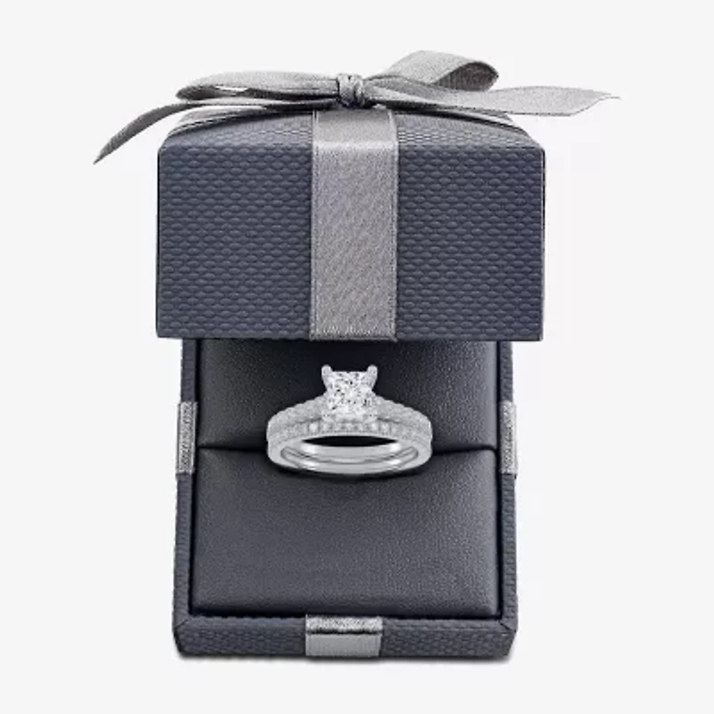 G/Vs2-Si1 Womens 2 1/2 CT. T.W. Lab Grown White Diamond 10K Gold Side Stone Bridal Set