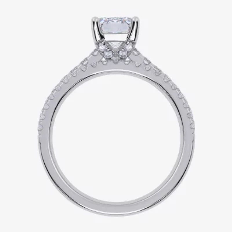 (G / Vs2-Si1) Womens 2 1/2 CT. T.W. Lab Grown White Diamond 10K Gold Rectangular Side Stone Bridal Set