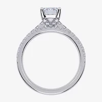 (G / Vs2-Si1) Womens 2 1/2 CT. T.W. Lab Grown White Diamond 10K Gold Rectangular Side Stone Bridal Set