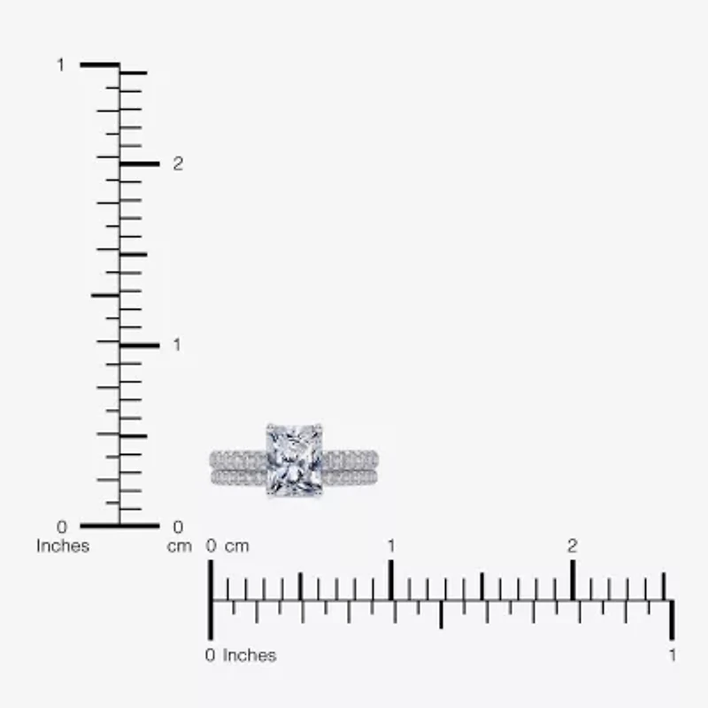 (G / Vs2-Si1) Womens 2 1/2 CT. T.W. Lab Grown White Diamond 10K Gold Rectangular Side Stone Bridal Set