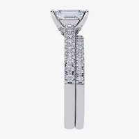(G / Vs2-Si1) Womens 2 1/2 CT. T.W. Lab Grown White Diamond 10K Gold Rectangular Side Stone Bridal Set