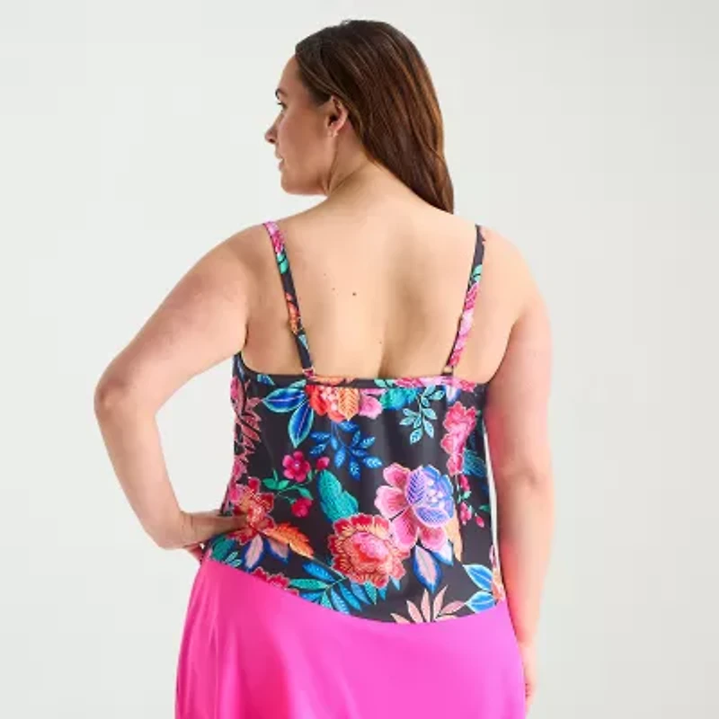 Sonnet Shores Womens Floral Plus Tankini Swimsuit Top