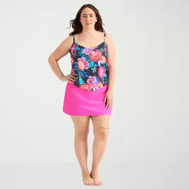 Sonnet Shores Womens Floral Plus Tankini Swimsuit Top