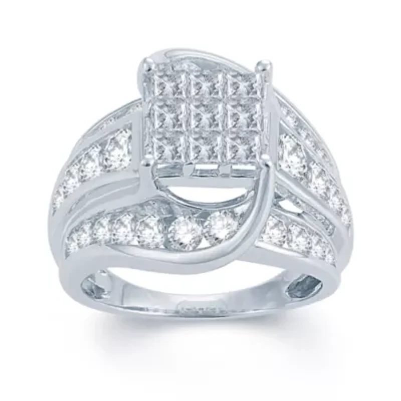 3 CT.T.W. Natural Diamond 14K White Gold Engagement Ring