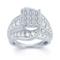 3 CT.T.W. Natural Diamond 14K White Gold Engagement Ring