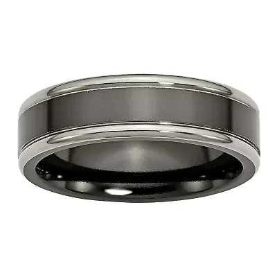 Mens 6.5Mm Two Tone Titanium Wedding Band