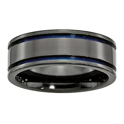 Personalized Mens 8mm Black Titanium Wedding Band